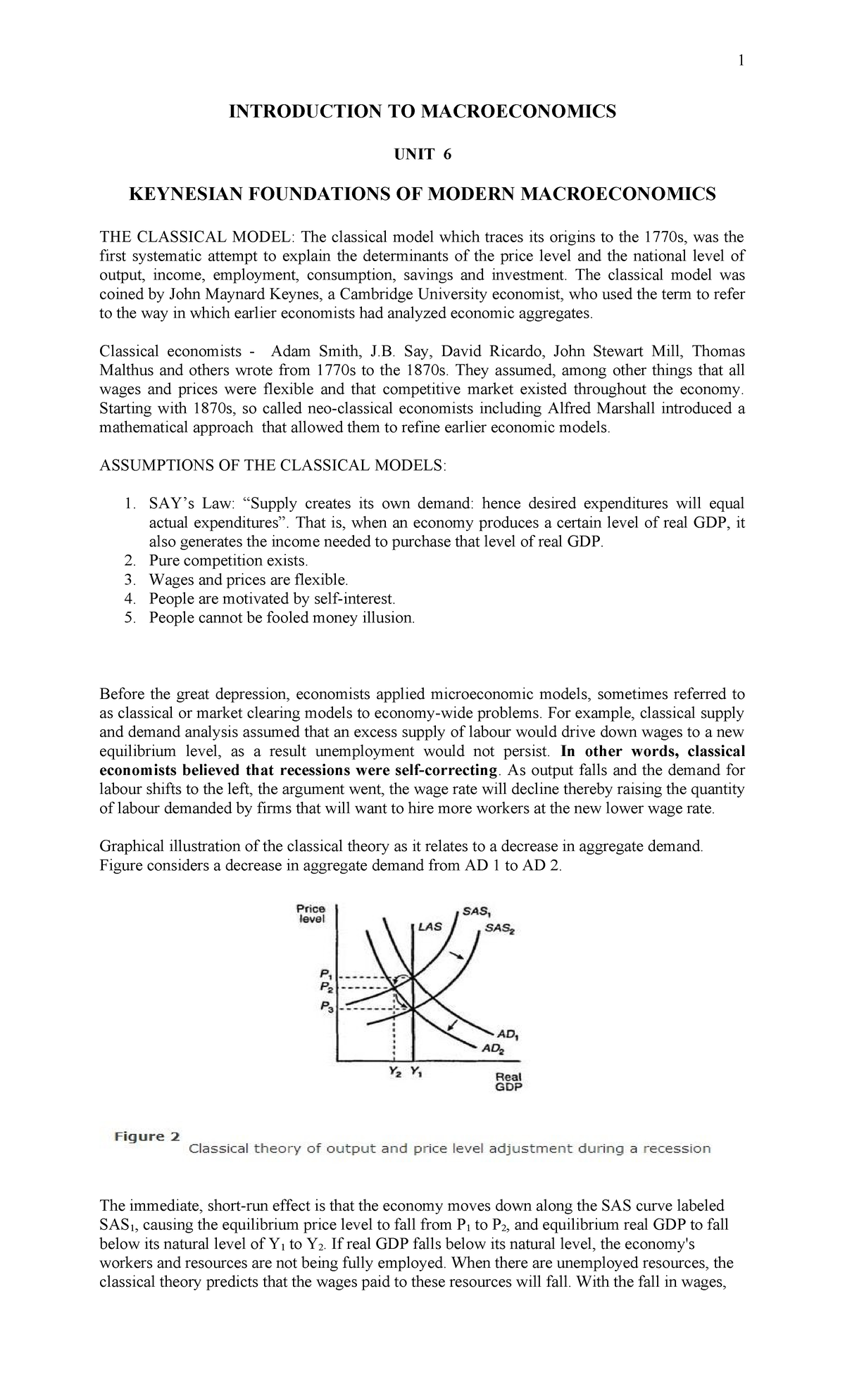 Unit 6: Keynesian Foundations of Modern Macroeconomics Notes - Studocu