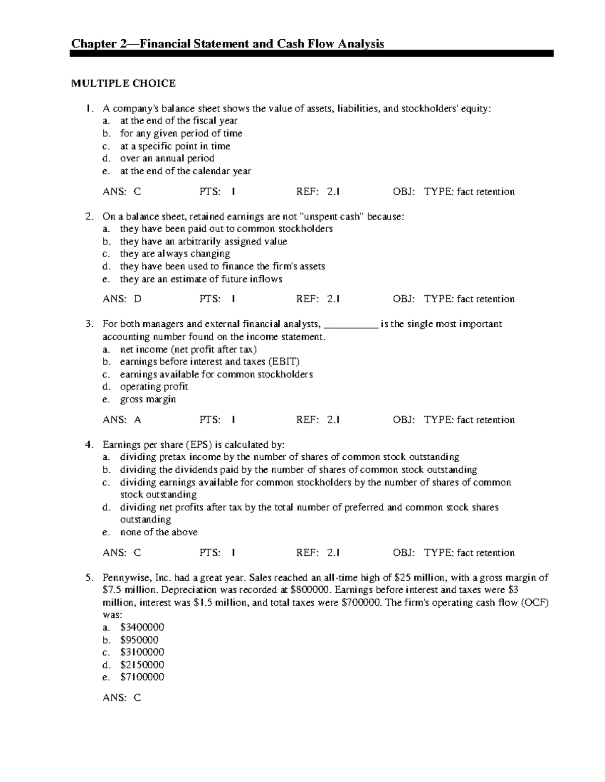 Test Bank for Financial Management Analysis 12th Ed. (Higgins