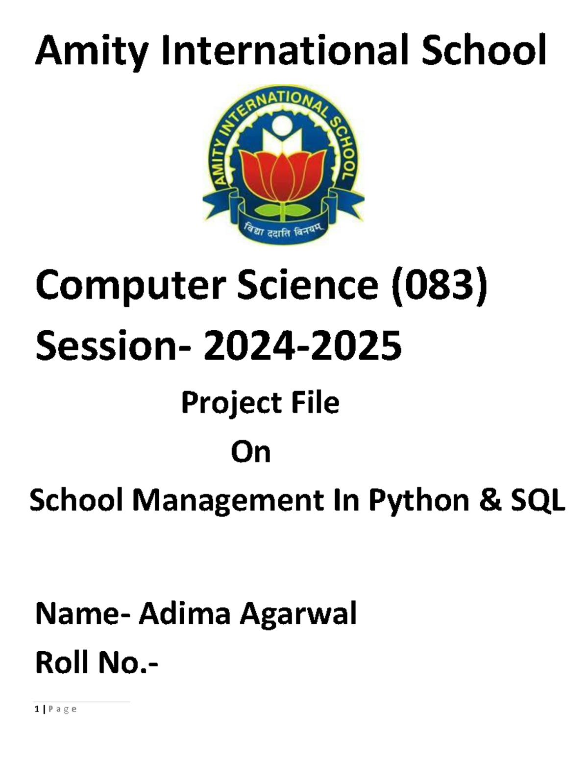 Adima project cs - CS pro - Amity International School Computer Science ...