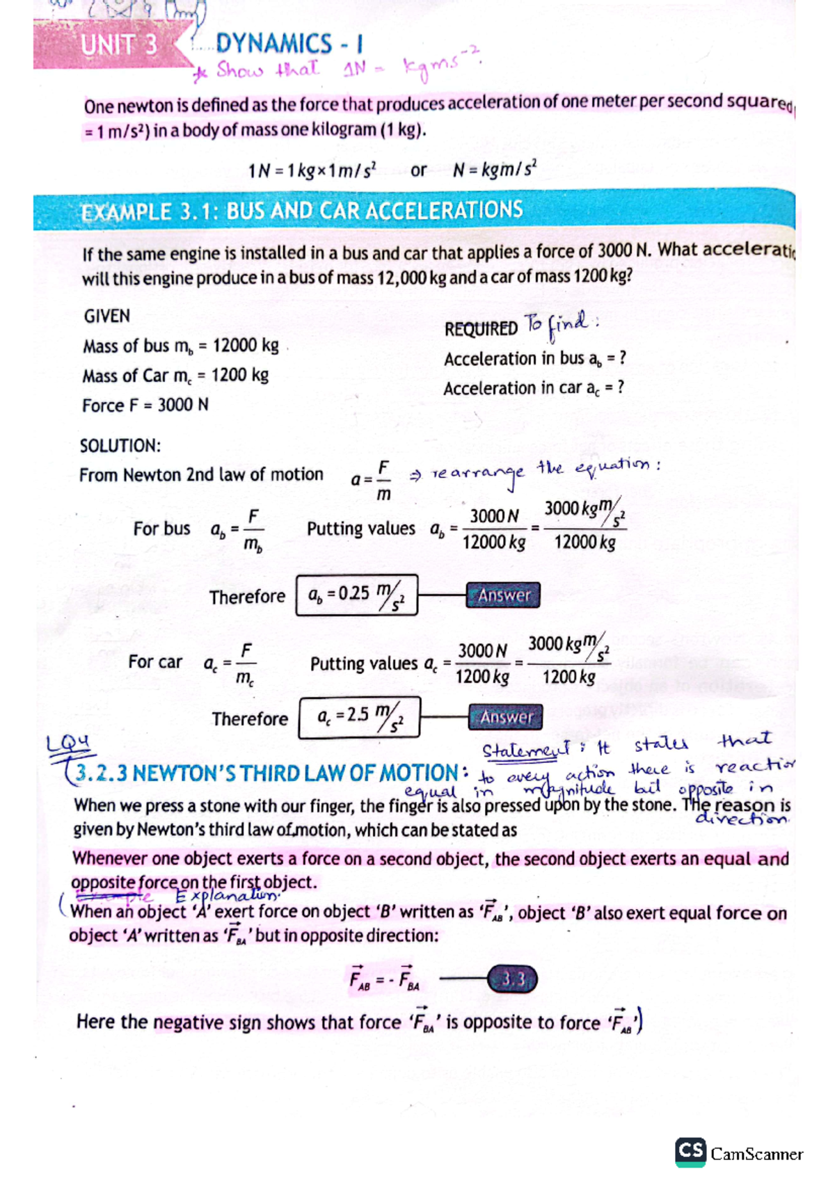 Physics Unit 3 pdf - Easy notes of Chp 3 - (143) UNIT 3 DYNAMICS I Show ...