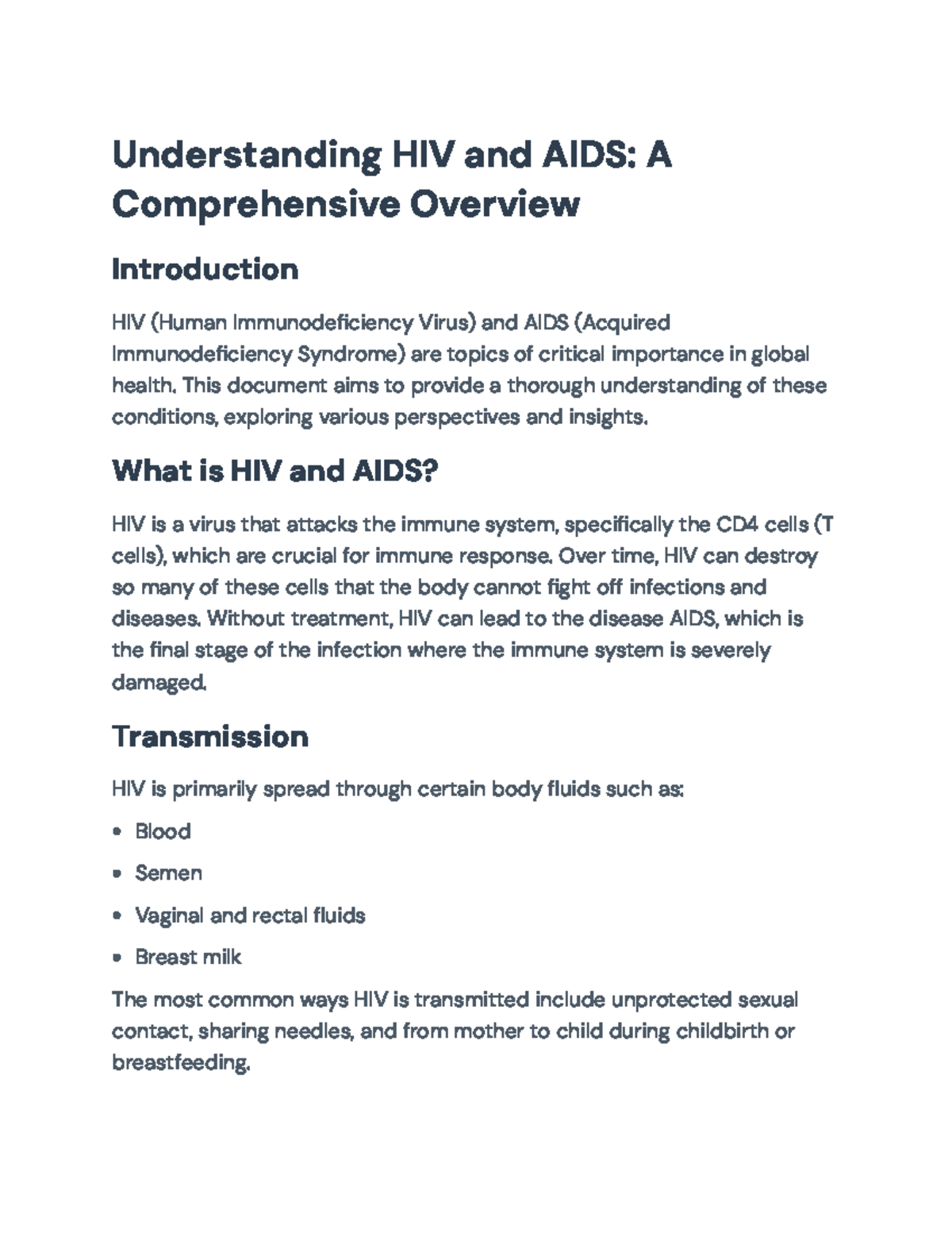 Understanding HIV and AIDS: A Comprehensive Overview - Understanding ...