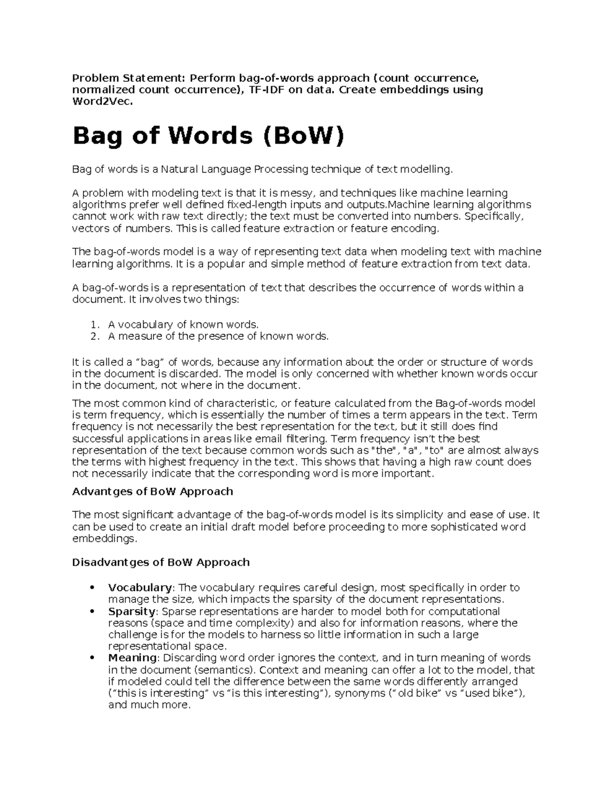 LP V EXP 02 Bag of Word - LP V EXP 02 Bag of Word - Problem Statement ...