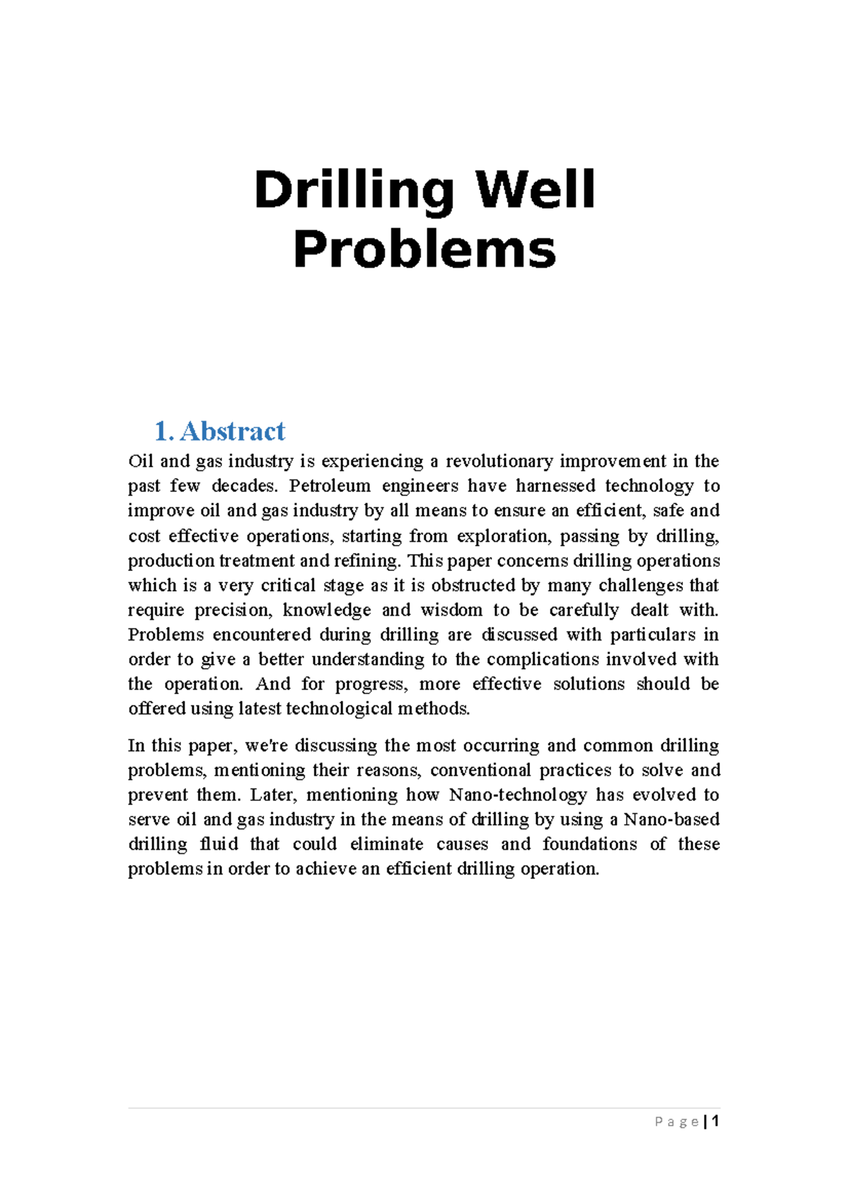 Well Problems during drilling - Drilling Well Problems 1. Abstract Oil ...