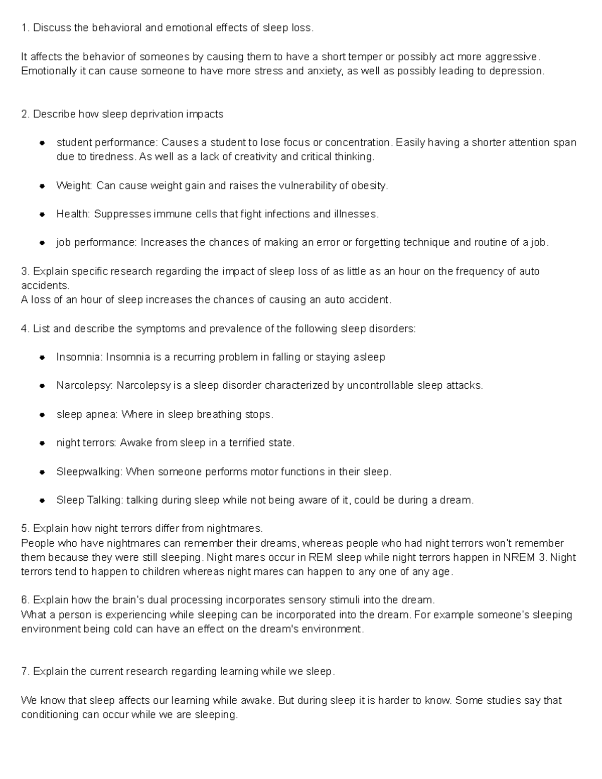 ENG 101: Report on the Behavioral & Emotional Effects of Sleep Loss ...