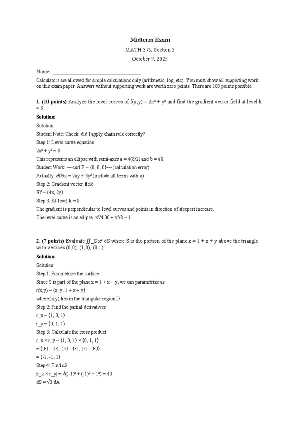 MATH 375 Midterm Exam Solutions - October 9, 2025 - Studocu