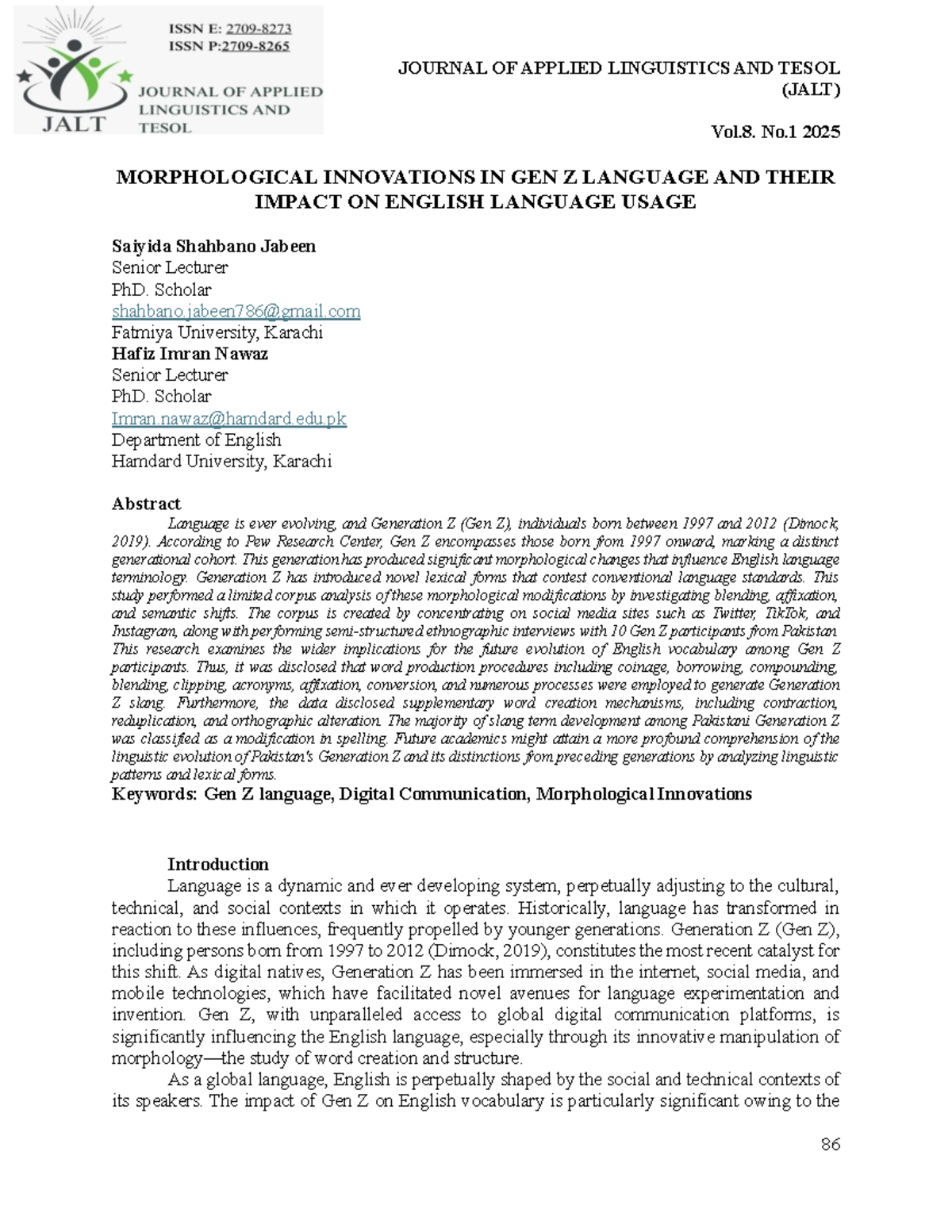 Morphological Innovations in Gen Z Language: A Study on English ...
