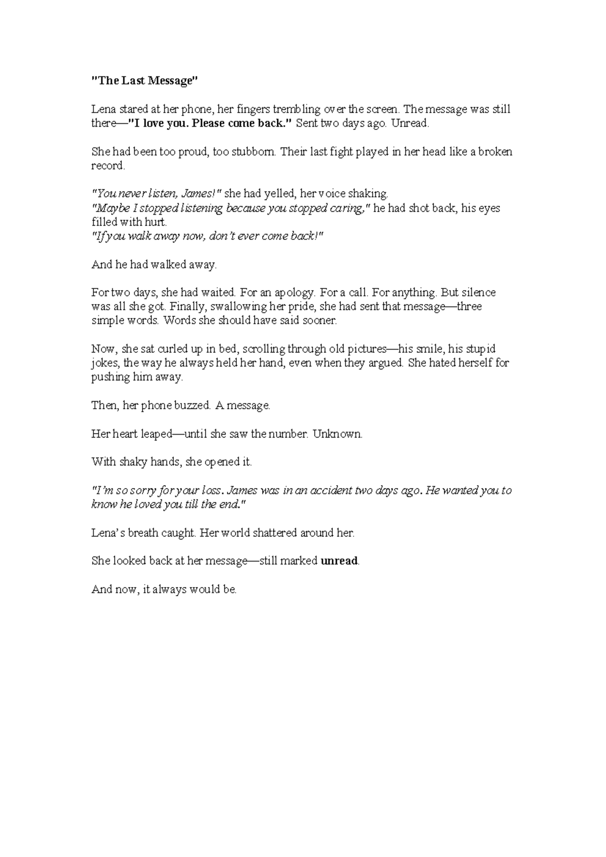 The Last Message - Sad life - 