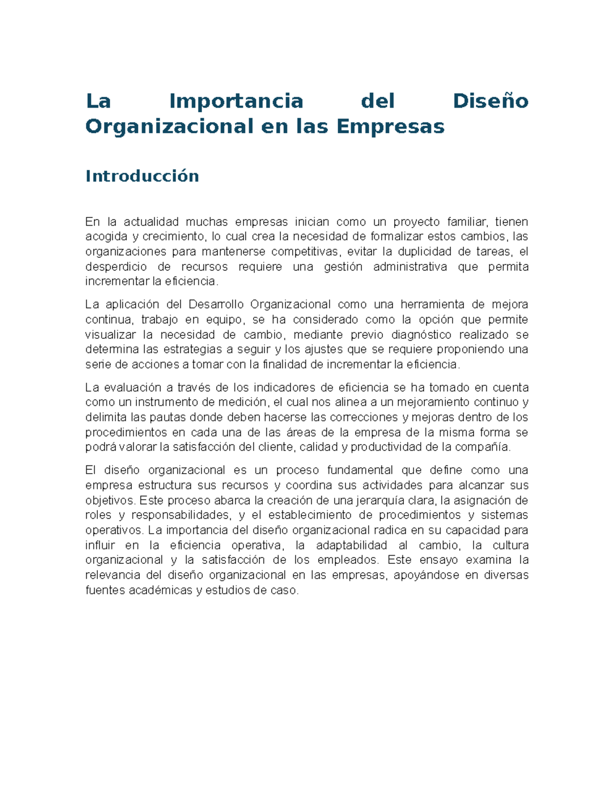 La Importancia del Diseño Organizacional en las Empresas - La ...