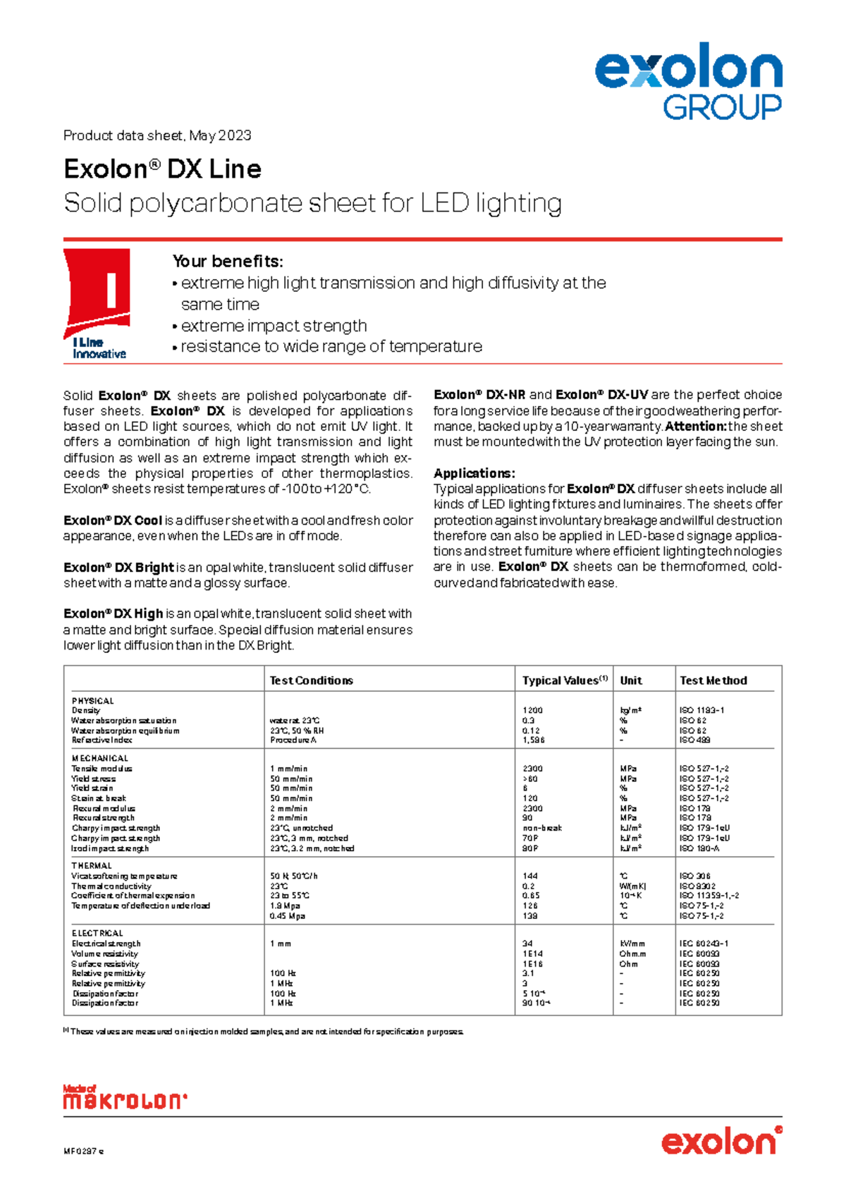 MF 0287E - Product Data Sheet for DX Line Polycarbonate Sheets - Studocu