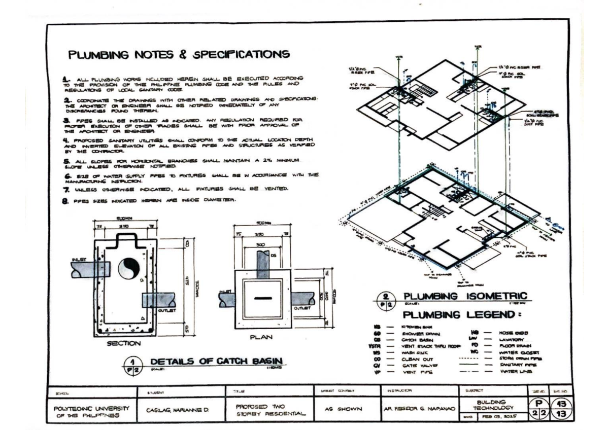 Professional Practice - 16th PLUMBING NOTES SPECIFICATIONS a see Vione ...