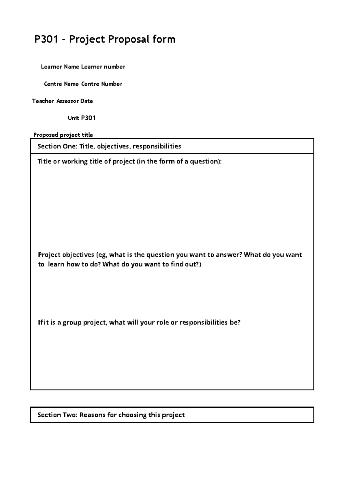 [Template] P301 Project Proposal Form - P301 - Project Proposal form ...