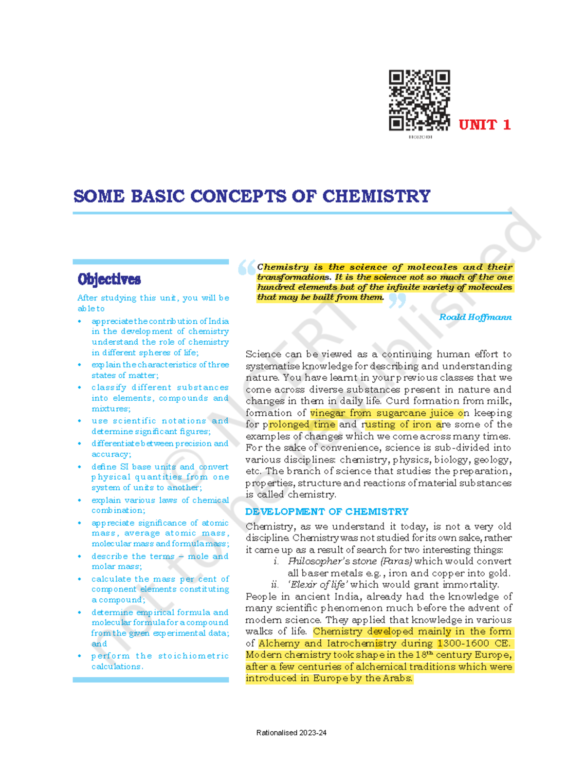 Chapter 1: Mole Concept - Fundamentals of Chemistry for Class 11 - Studocu