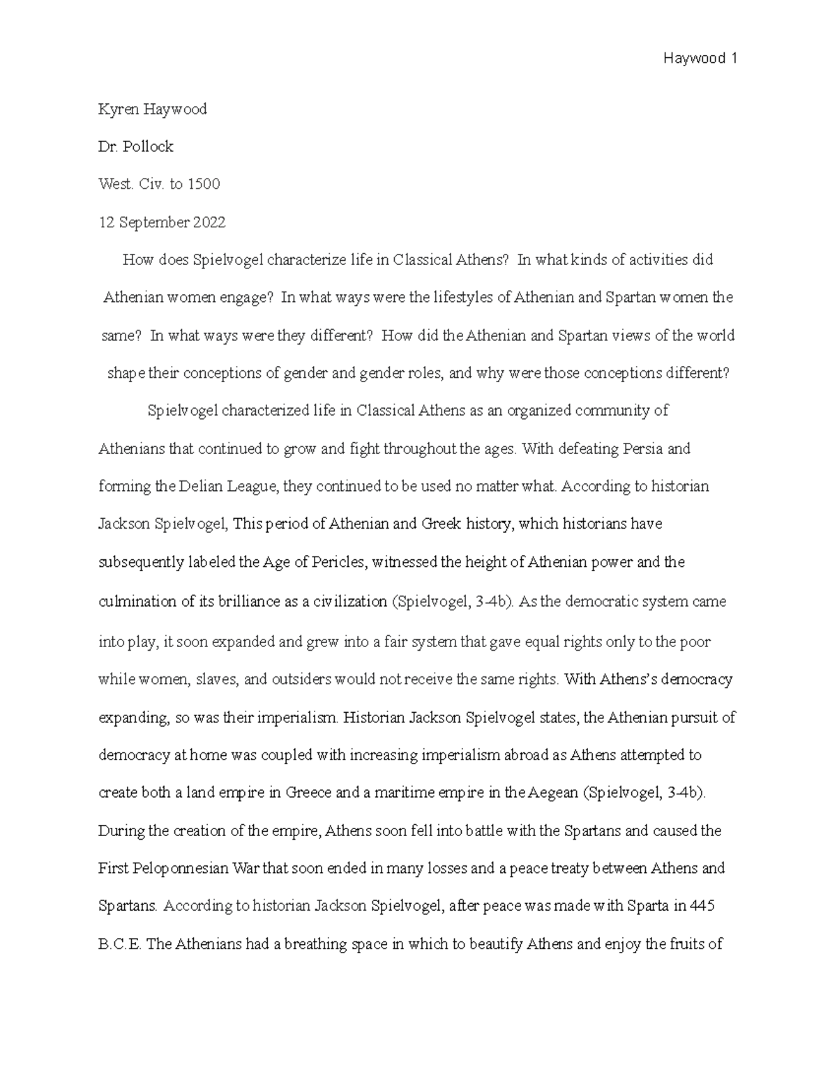 Textual Analysis 1: Gender Roles in Classical Athens & Sparta - Studocu