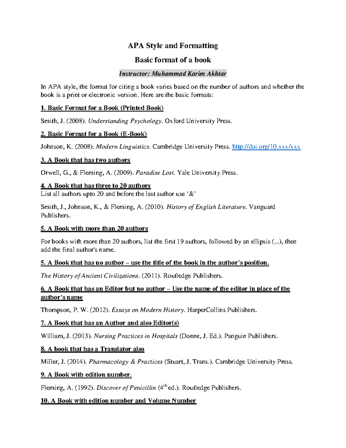 APA Style and Formatting: Citing Books (ENG 101) - Studocu