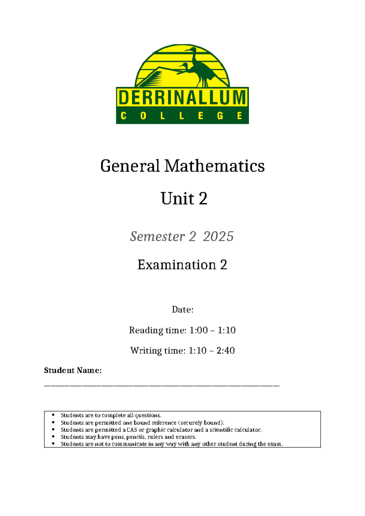 2025 General Mathematics Unit 2 Exam 2 Review Notes - Studocu