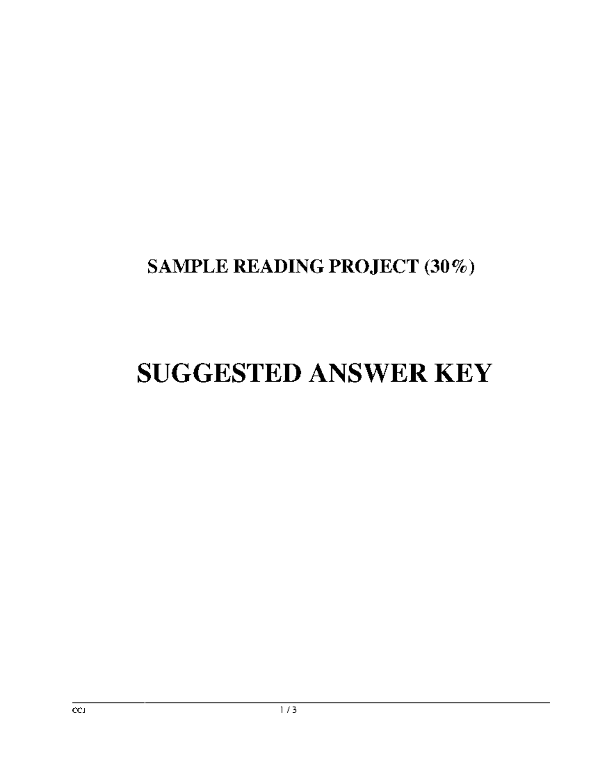 Sample Reading Project (Revised Format) Answer Key MT - PLE0042 ENGLISH ...