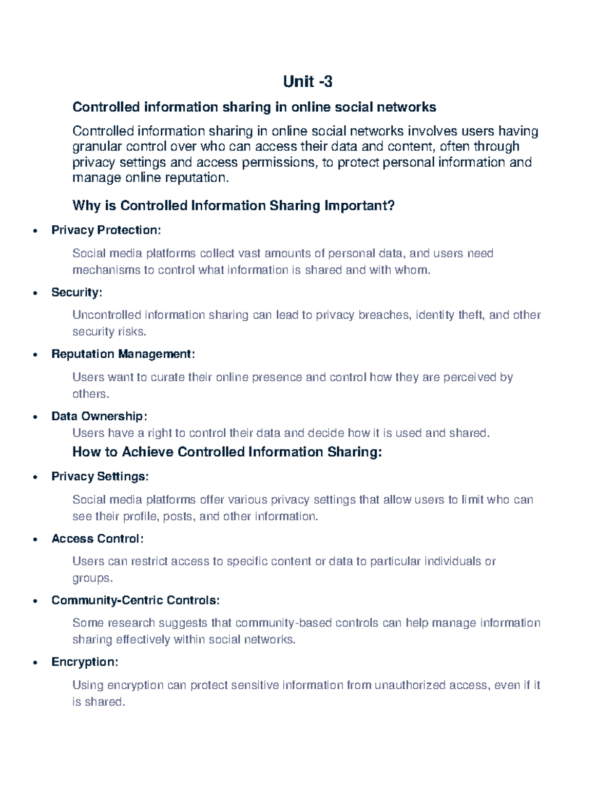 Social Media unit 3 - It is notes of unit 3. - Unit - 3 Controlled ...