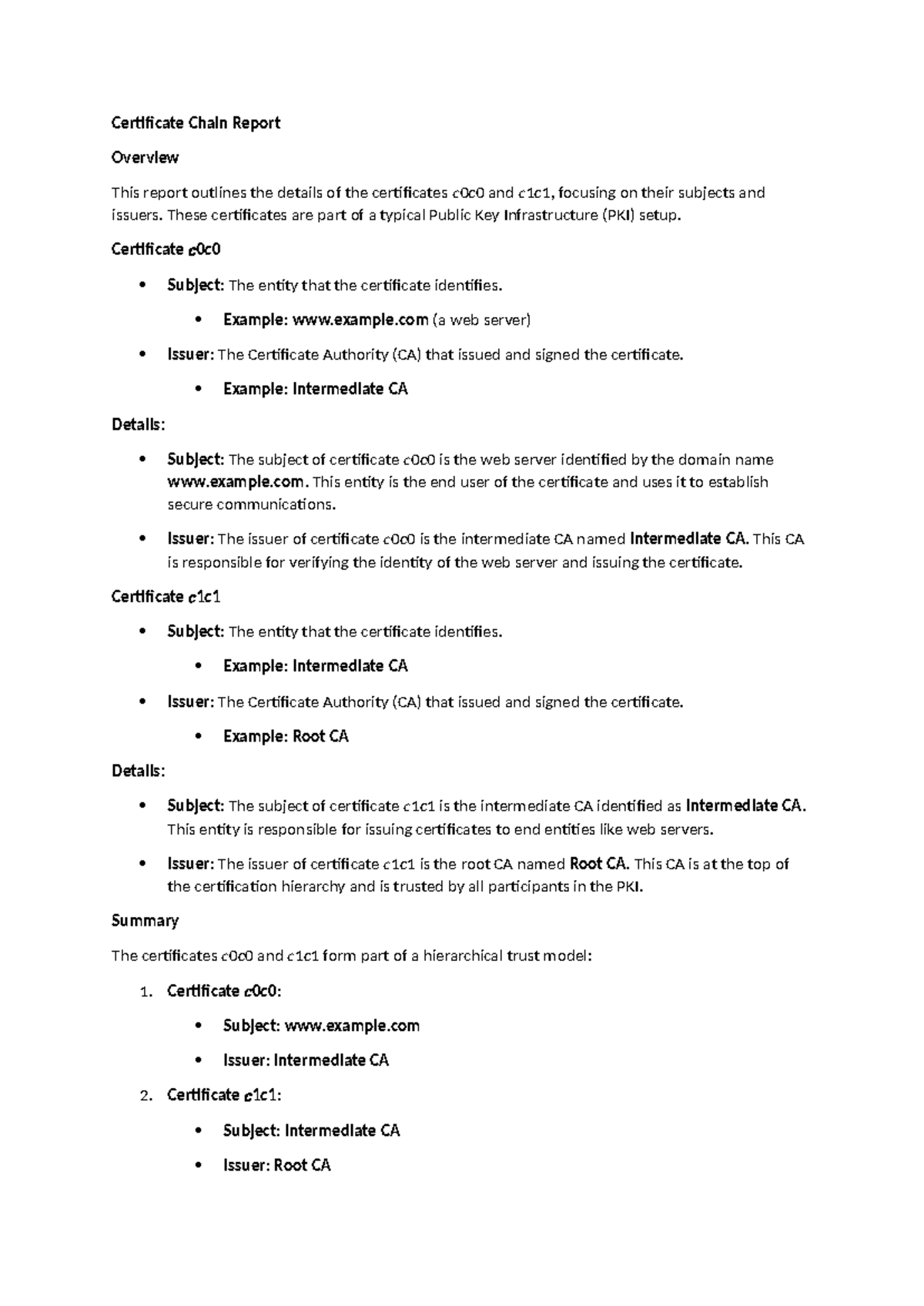 PKI Certificate Chain Report: Securing Web Communications - Studocu