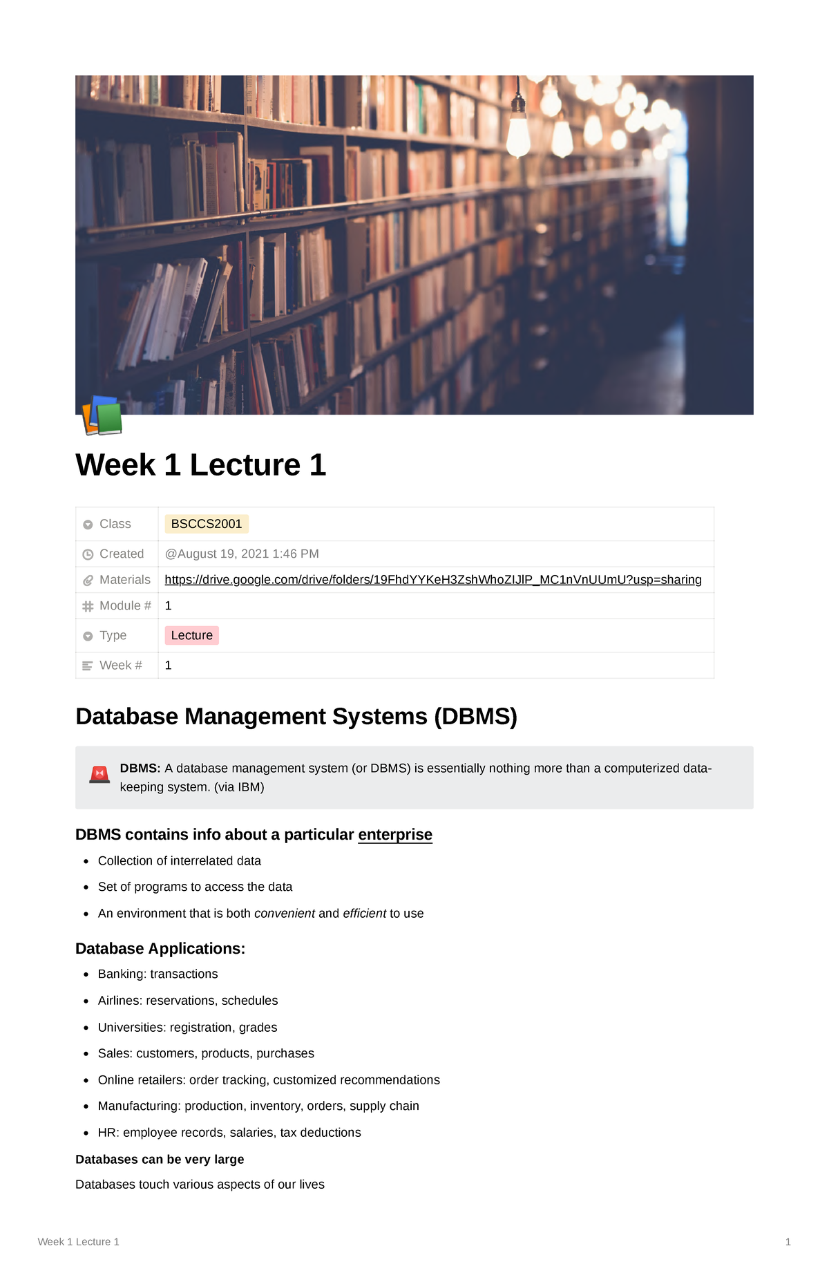 Week 1 Merged - These are basically the notes for week 1 dbms - 📚 Week ...