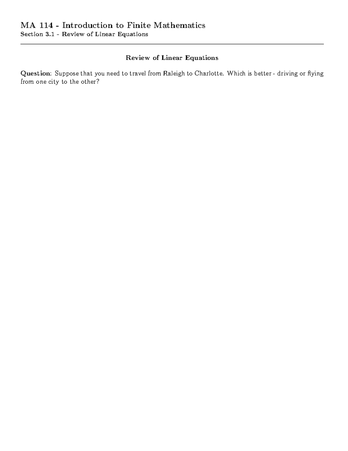 MA 114 Final Exam Review: Linear Equations & Systems (3.1) - Studocu