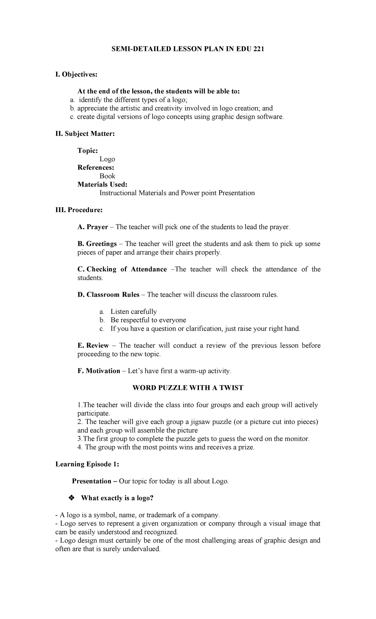 By group alamin - dfvvc dfdfgd dfdffd - SEMI-DETAILED LESSON PLAN IN ...