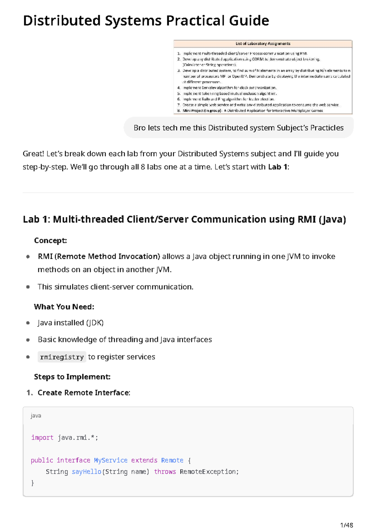 DS Practicals: Lab 1 - RMI Communication in Distributed Systems (BEIT ...