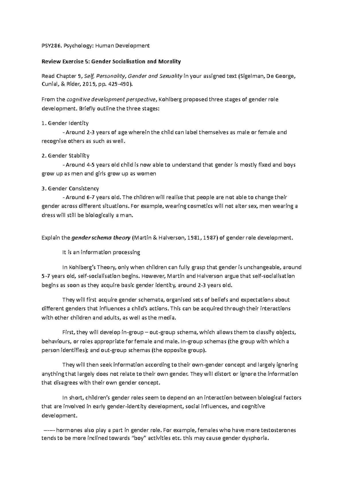 Comprehensive Study Guide on Human Development - PSY286 - Studocu