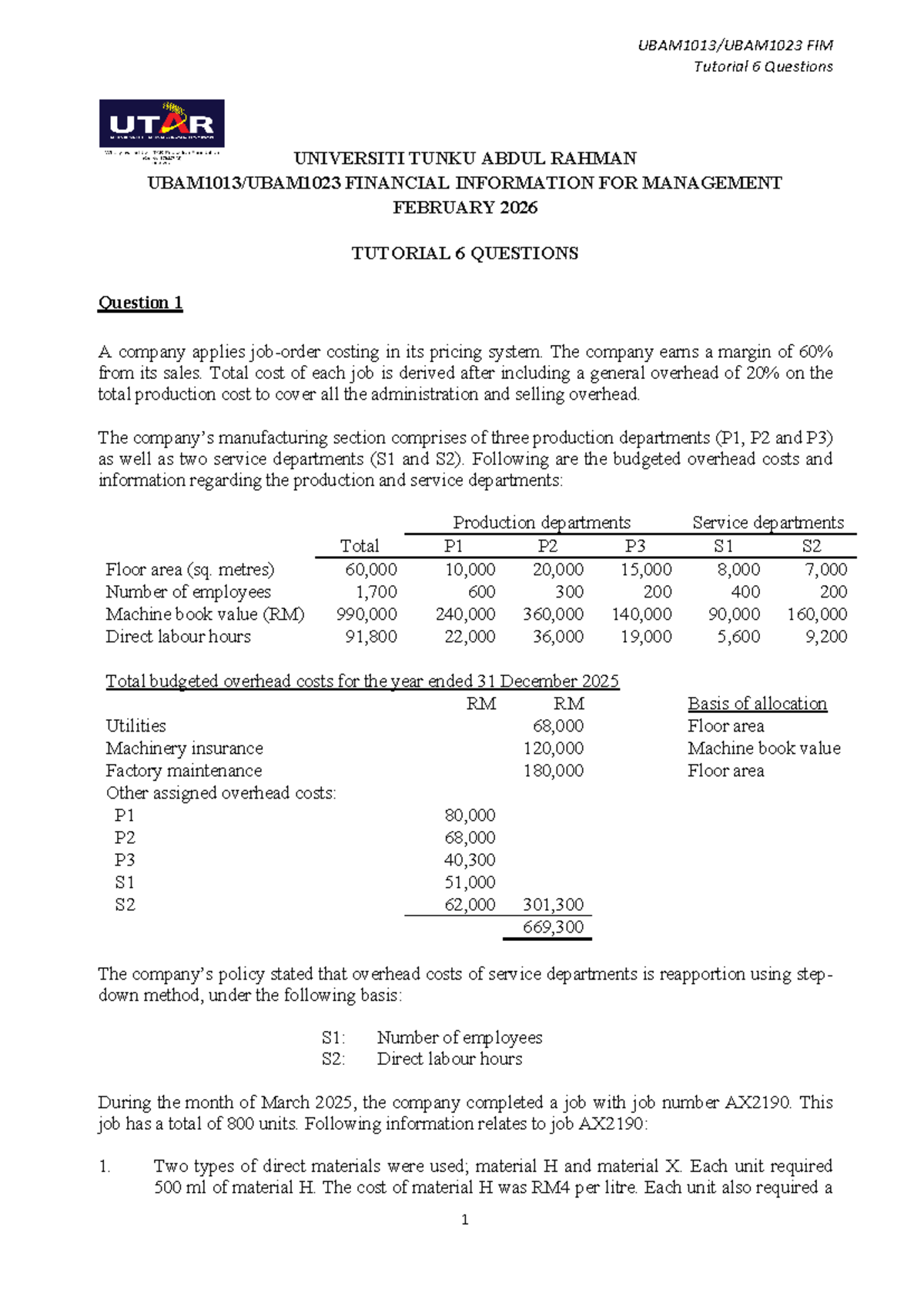FIM Tutorial 6 Questions - Financial Info for Management - Studocu