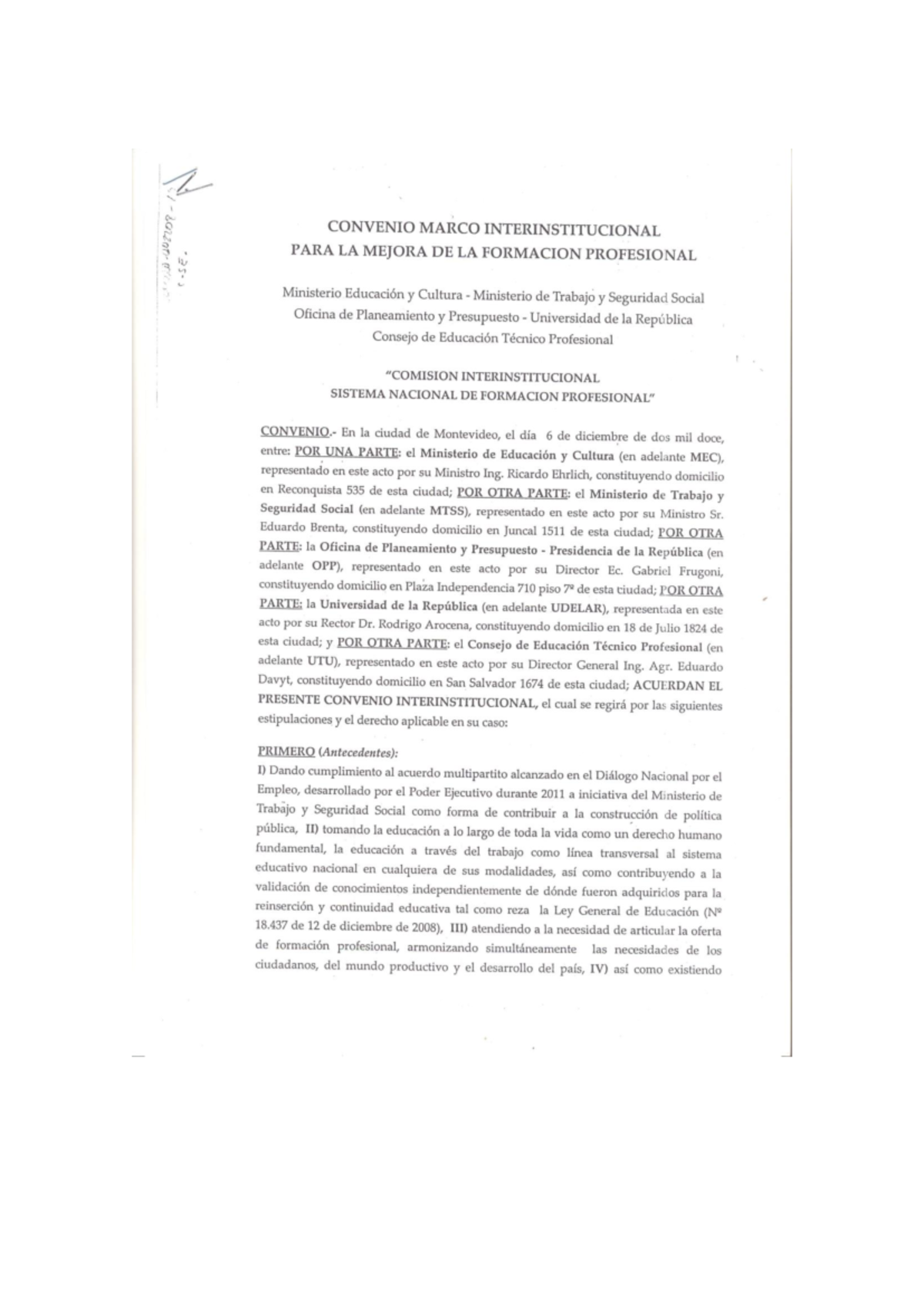 Convenio Marco Interinstitucional para la Mejora de la Formación ...