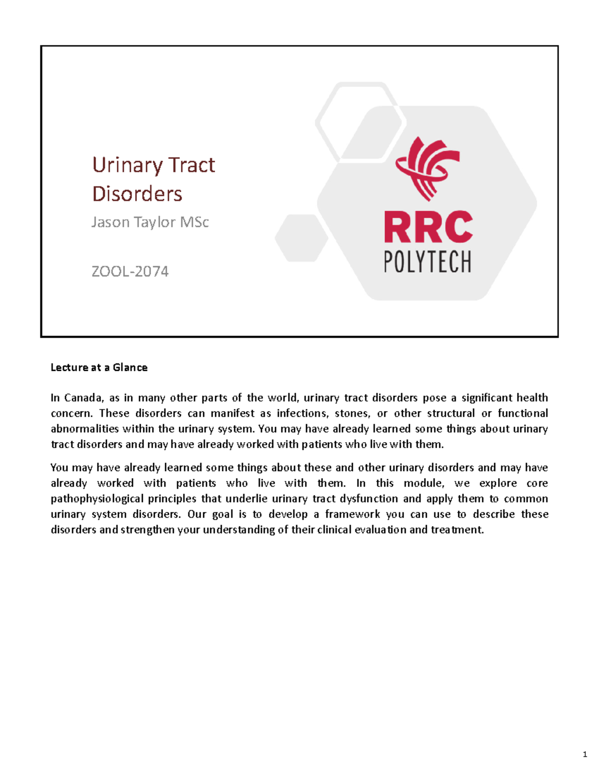 Urinary Tract Disorders - Urinary Tract Disorders Jason Taylor MSc ZOOL ...