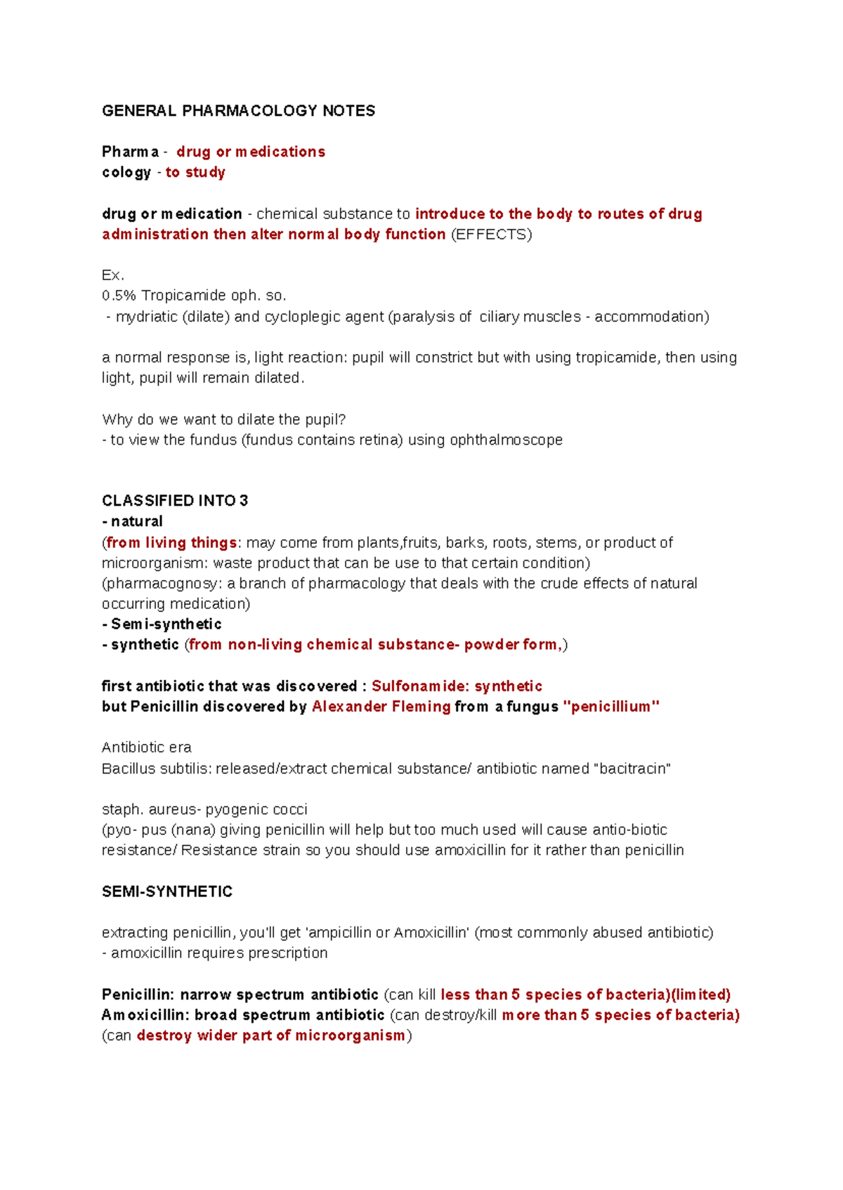 General Pharmacology - GENERAL PHARMACOLOGY NOTES Pharma - drug or ...