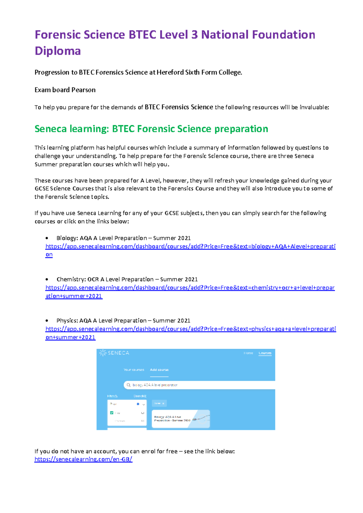 Forensic Science BTEC Level 3 Prep Work Guide 2023 - Studocu