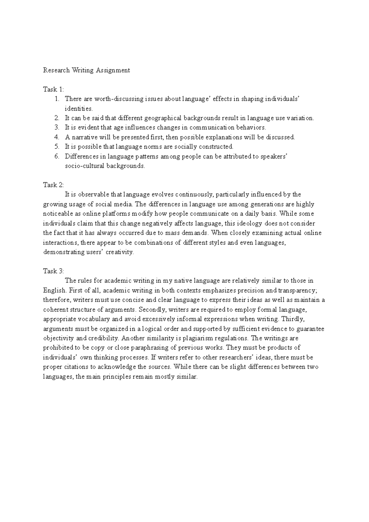 RW 1 - Research Writing Assignment: Language & Identity Analysis - Studocu