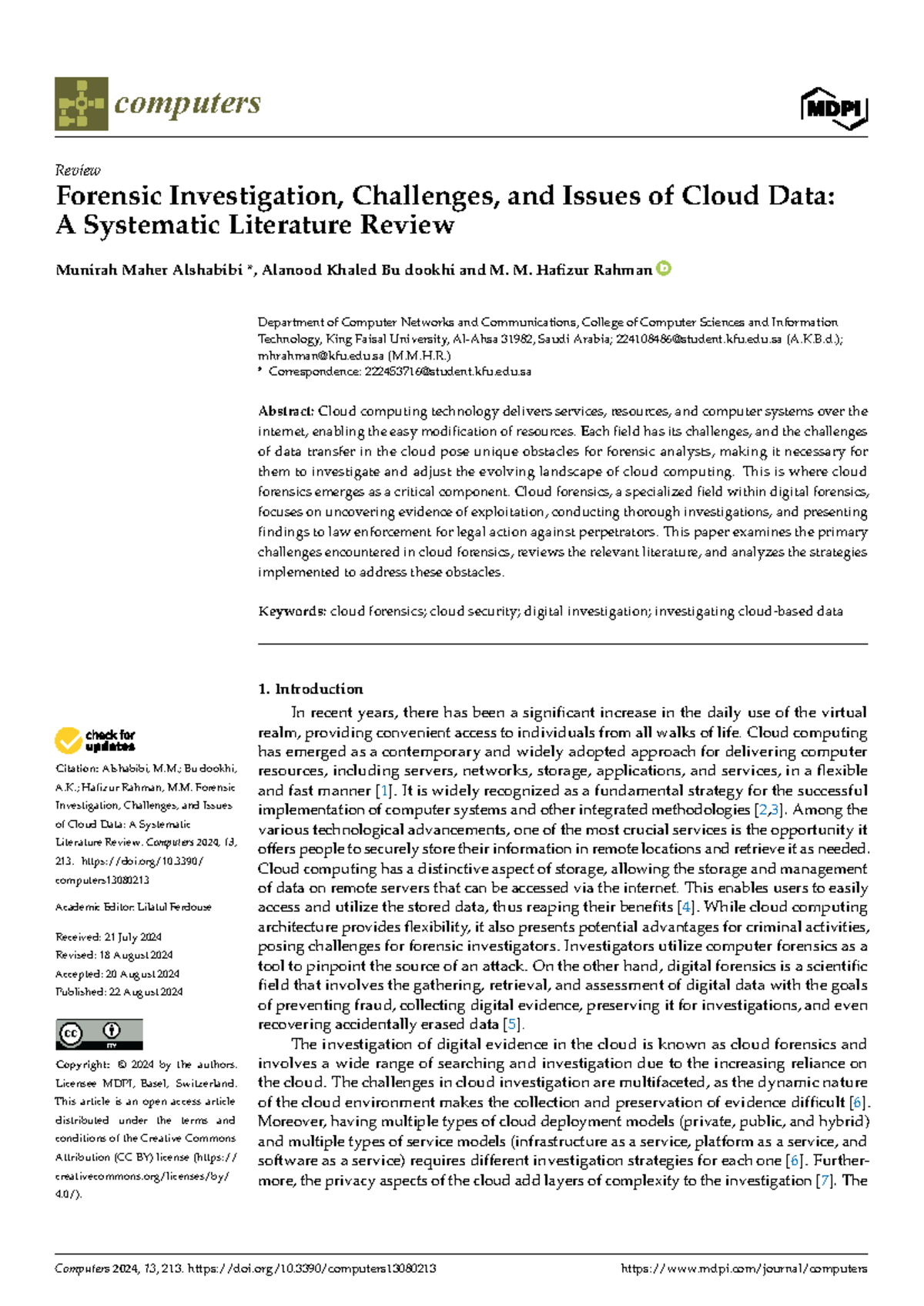 Forensic Investigation Challenges and Issues of Cloud Data: A ...