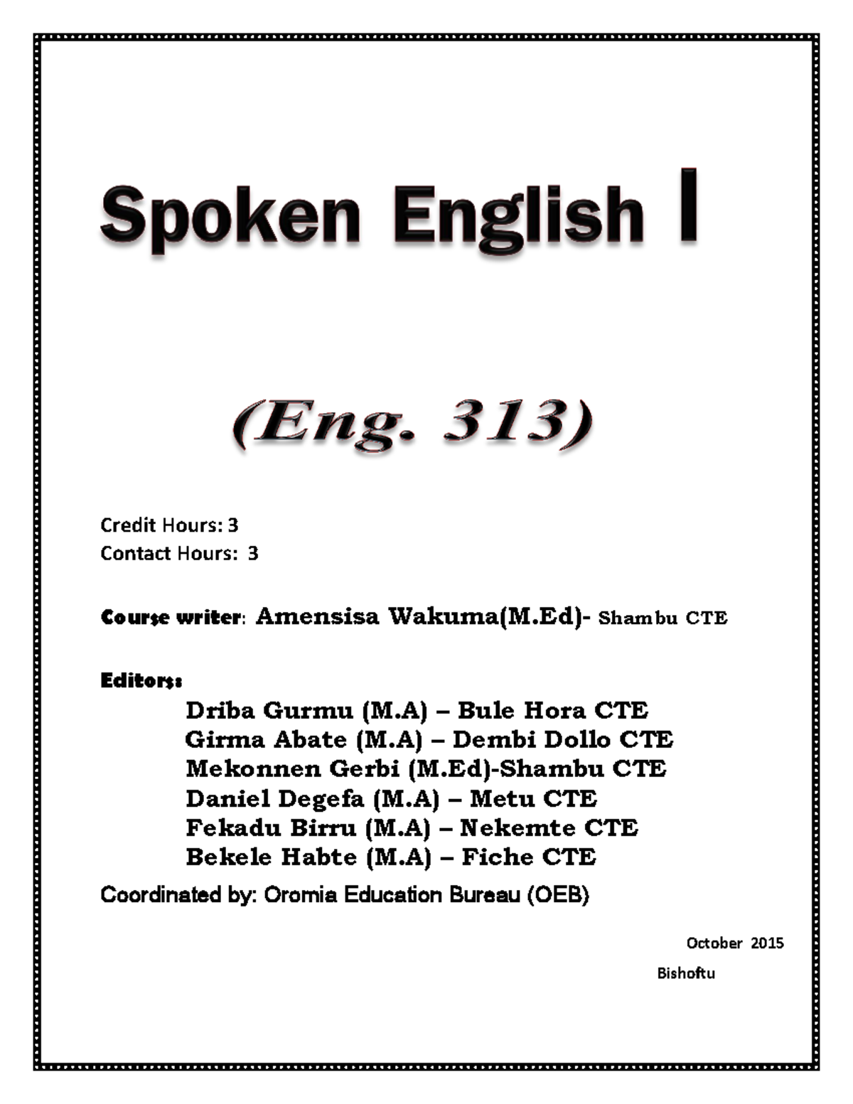 Spoken English I: Course Notes for Eng 313 (Lecture) - Studocu