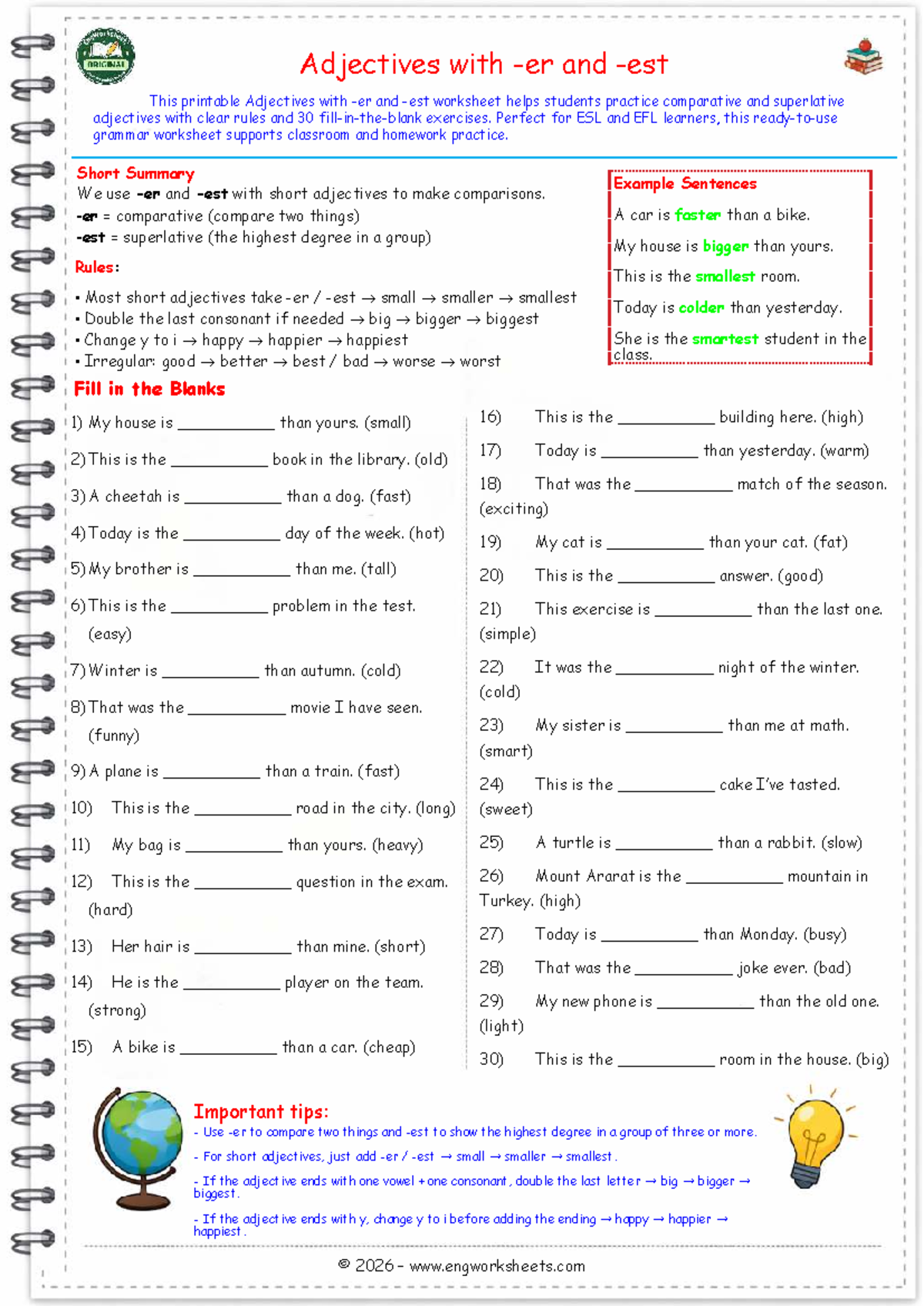 Adjectives with 