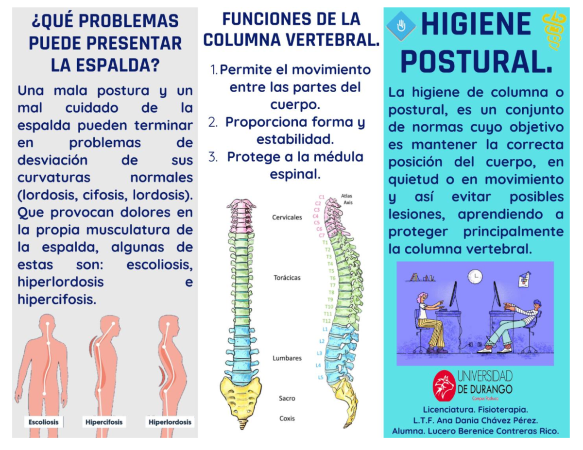 Tríptico sobre la Higiene de la Columna Vertebral - Studocu