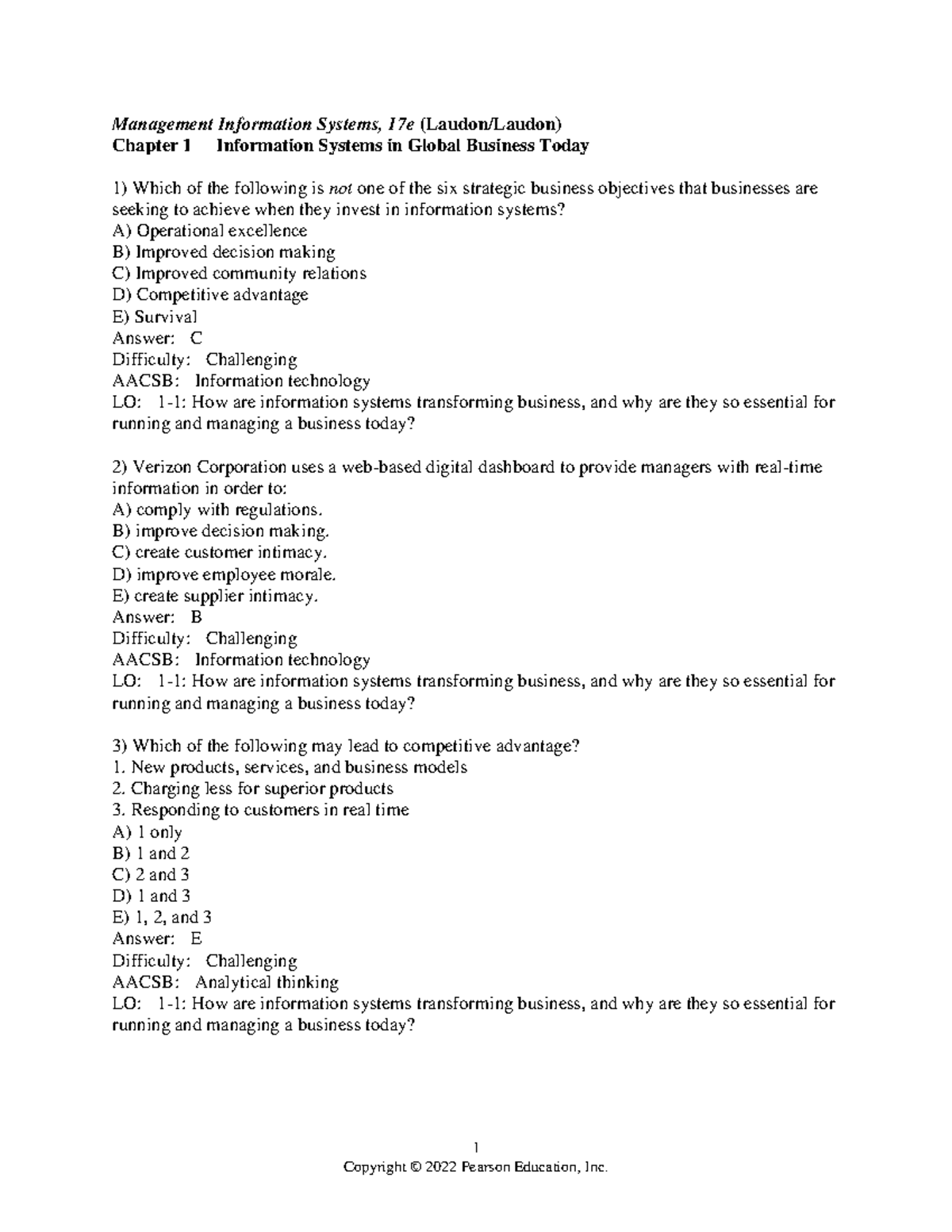 MIS 101: Chapter 1 - Information Systems in Global Business Today - Studocu