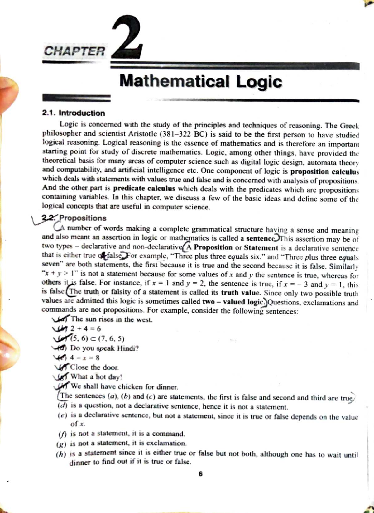 CHAPTER 2: Mathematical Logic - Key Concepts and Propositions - Studocu