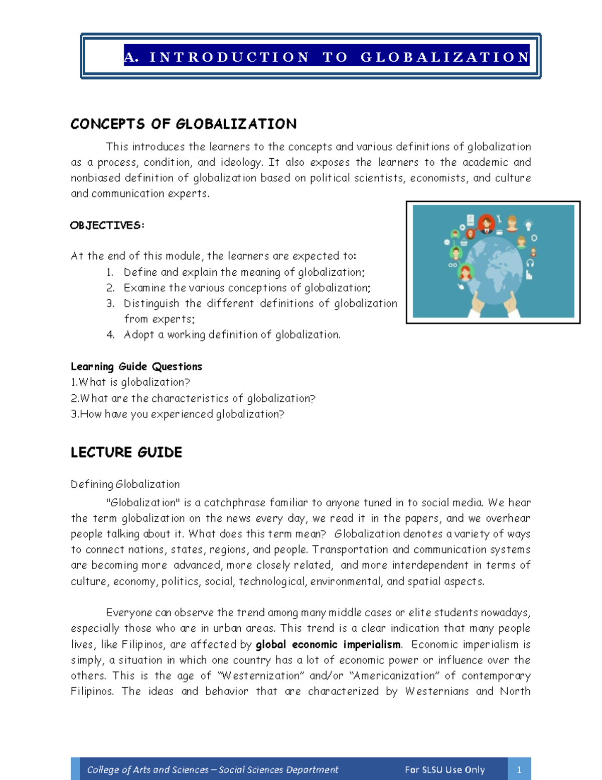 Module 1: Introduction to Globalization Concepts and Definitions - Studocu