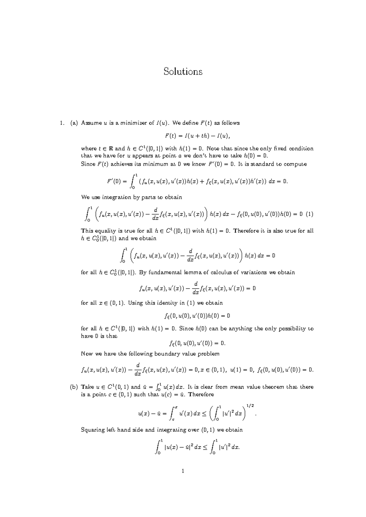 Calculus of Variations Exam Solutions - 2020 Analysis and Methods - Studocu