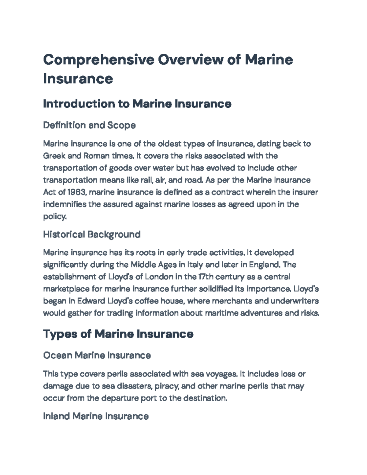 Comprehensive Overview of Marine Insurance: Types, Principles & History ...