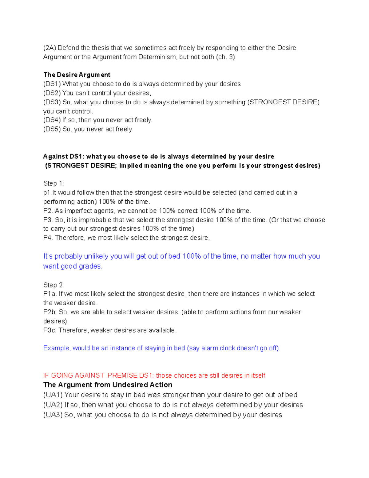 PHIL 202 Paper 2: Defending Free Will Against Desire and Determinism ...