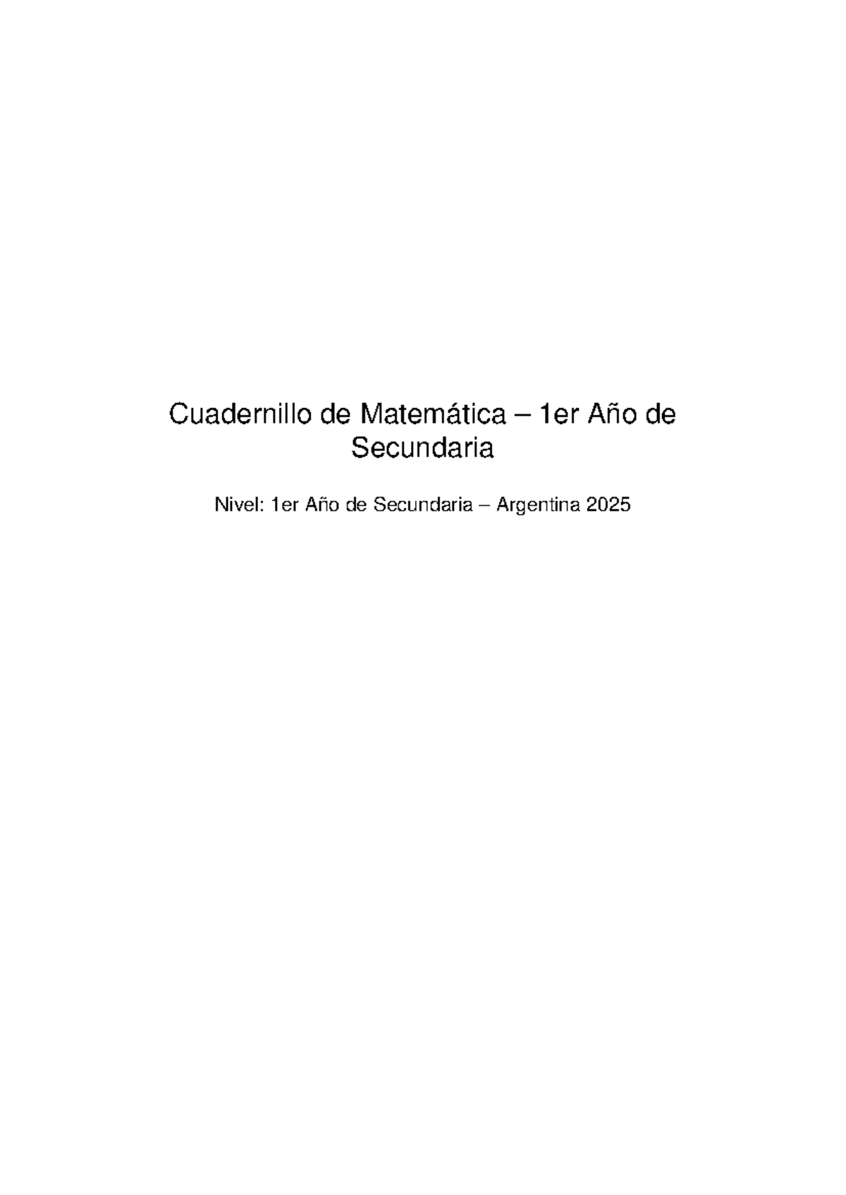 Cuadernillo de Matemática 1er Año Secundaria: Ejercicios y Problemas - Document Preview