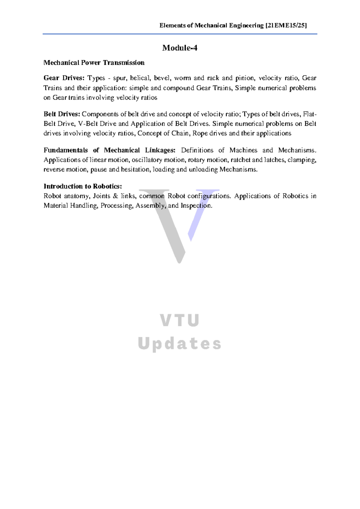 Mechanical Power Transmission & Gear Drives - VTU Updates (EME) - Studocu