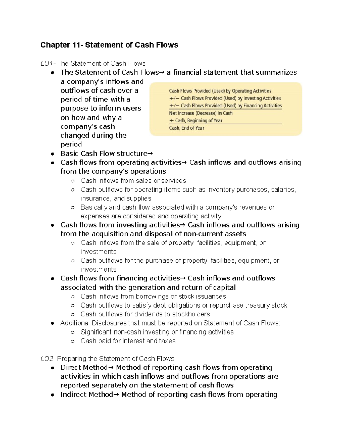 Accounting 211 Chapter 11: Insights on the Statement of Cash Flows ...