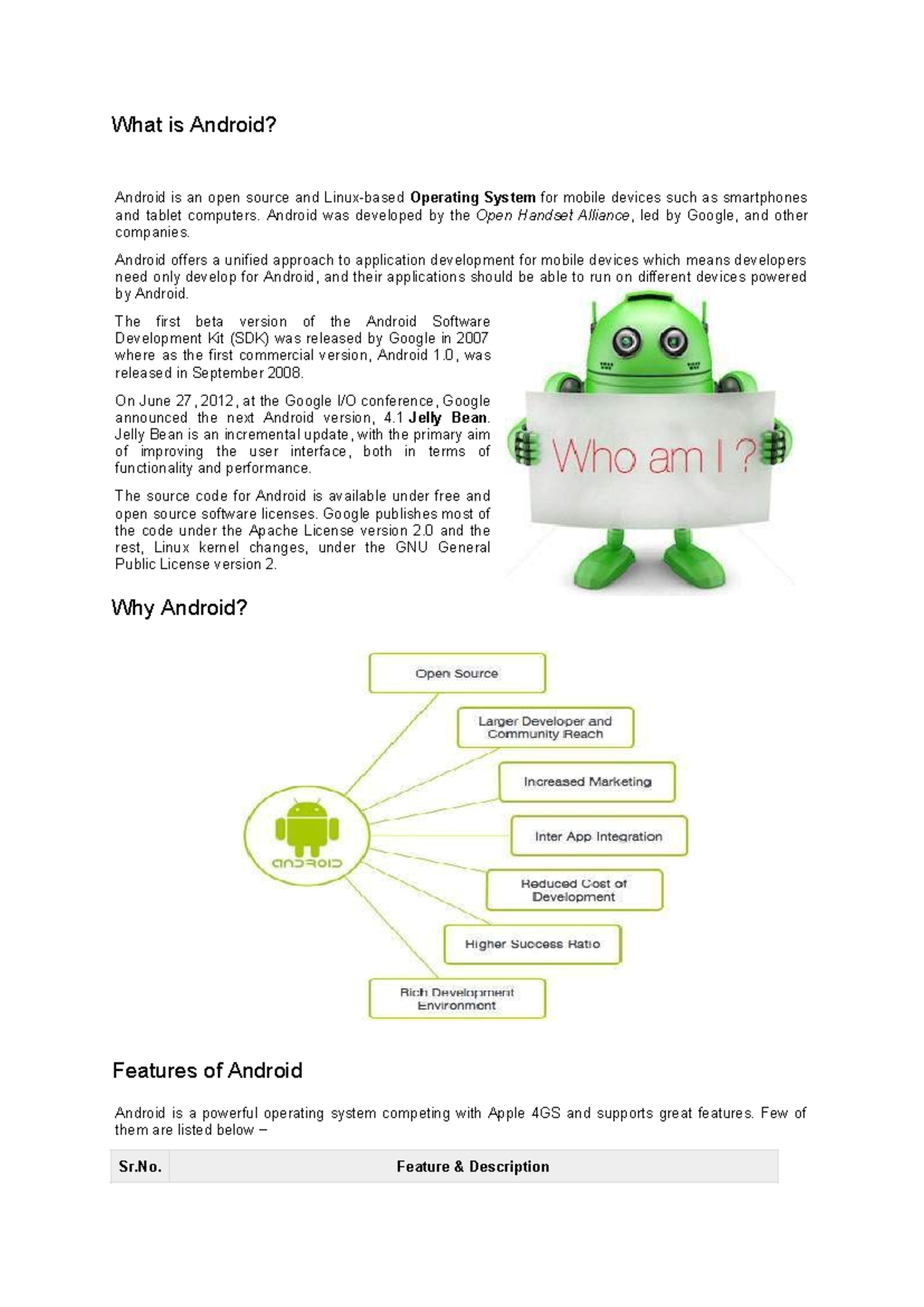 CS101: Introduction and Features of Android OS - Studocu