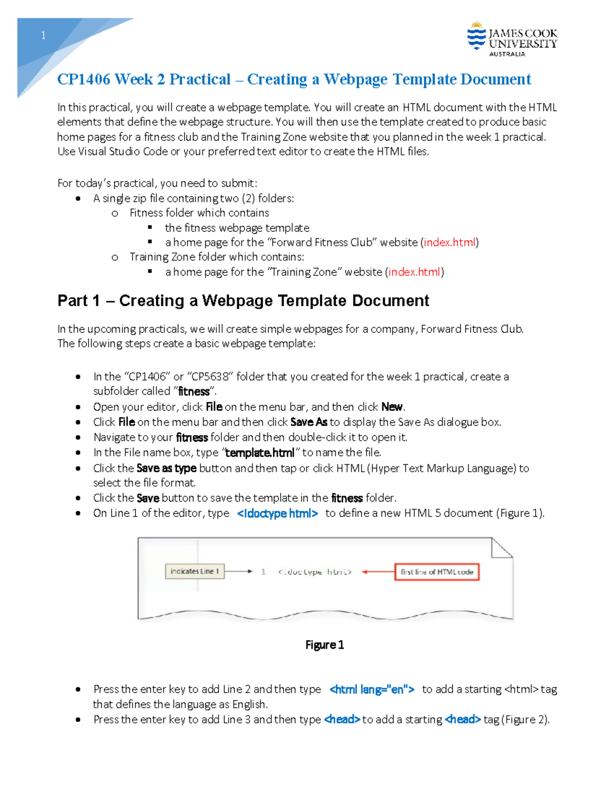 CP1406 Week 2 Practical - Designing a Basic Webpage Template - Studocu