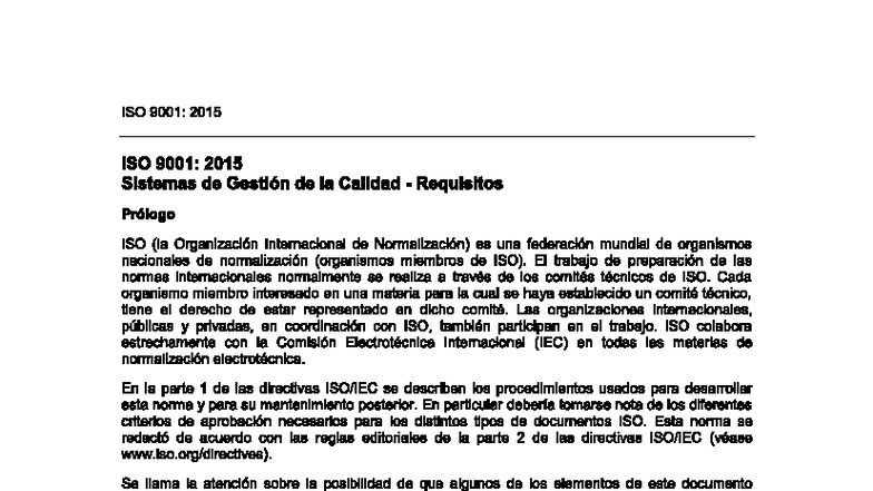 ISO 9001:2015 - Requisitos y Gestión de la Calidad - Studocu