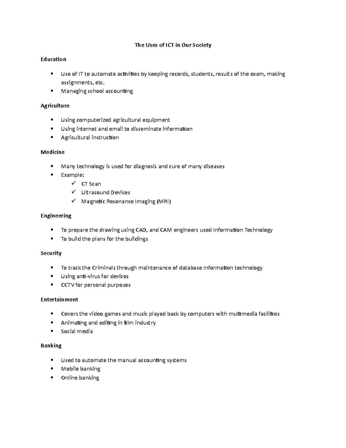 The Role of ICT in Society: Comprehensive Notes for Study - Studocu